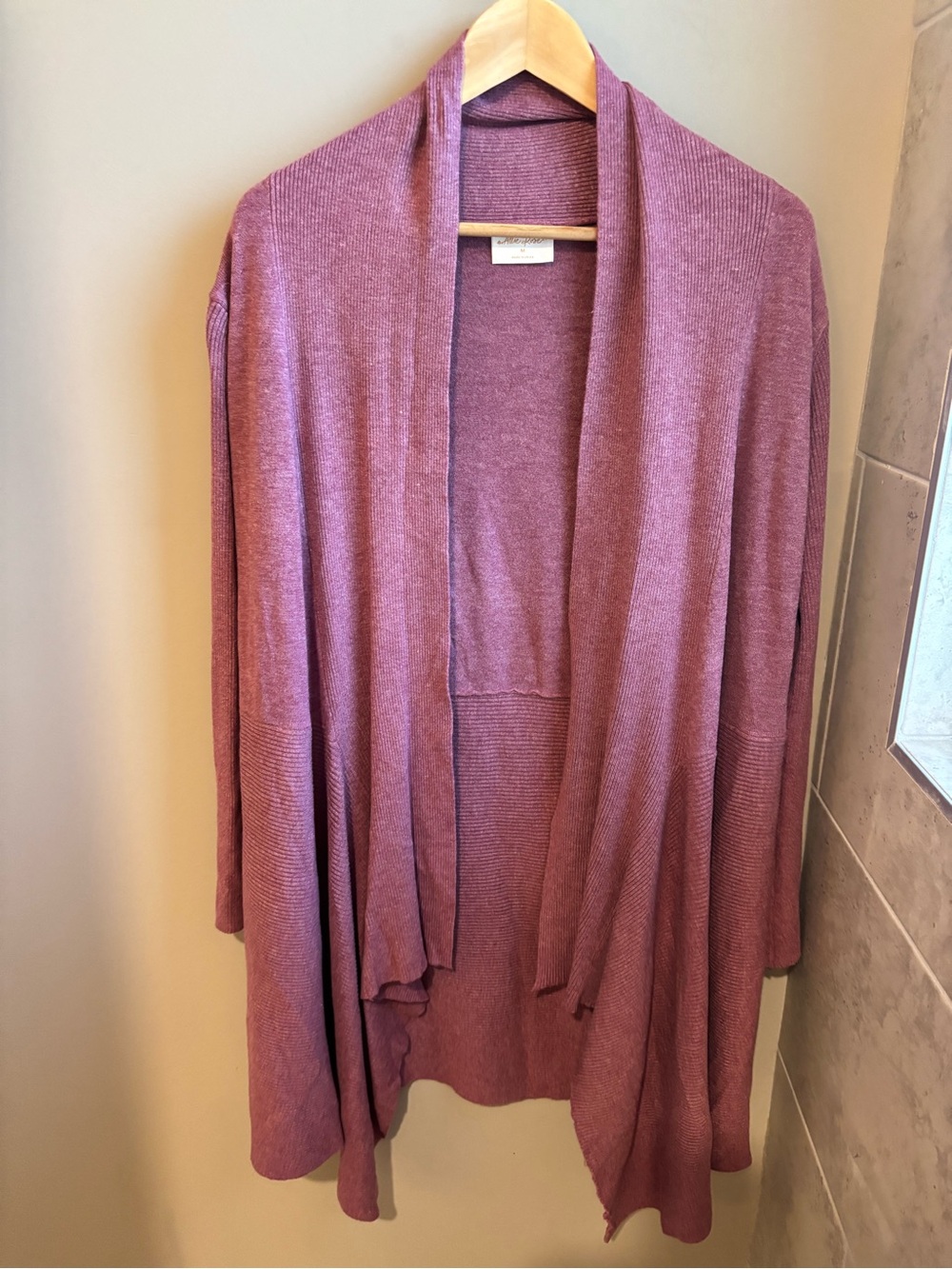Allie Rose Open-Front Draped Cardigan Sweater - Mauve